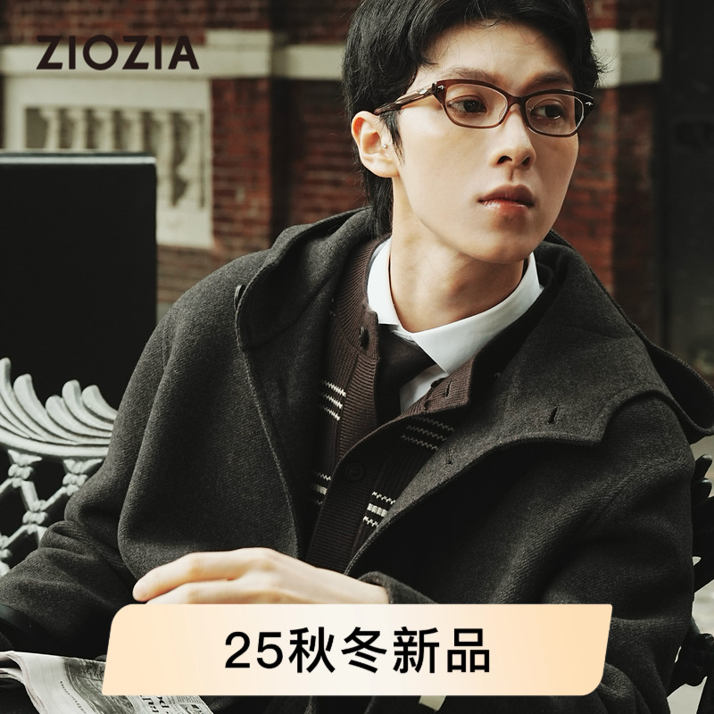 【羊毛混纺】ZIOZIA通勤男装25冬新品斜纹混纺微阔大衣ZCLE4818T