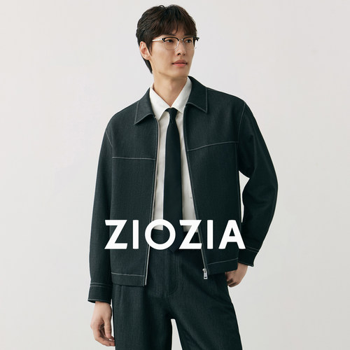 ZIOZIA男装26秋新品撞色线设计色织单宁牛仔面料休闲夹克