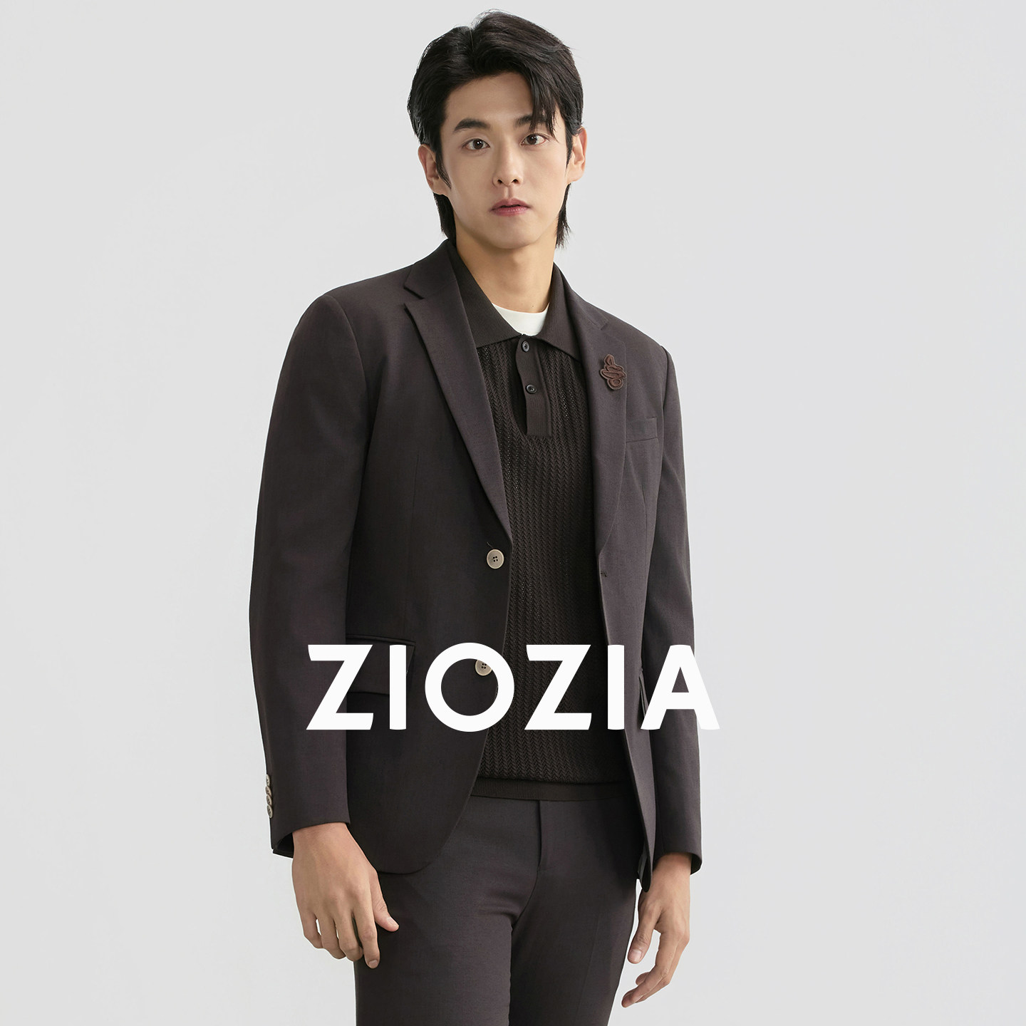 ZIOZIA通勤男装26春时尚棕色微皱肌理休闲西服外套ZKGF1208T
