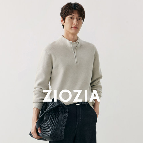 ZIOZIA男装半高领拉链针织毛衣