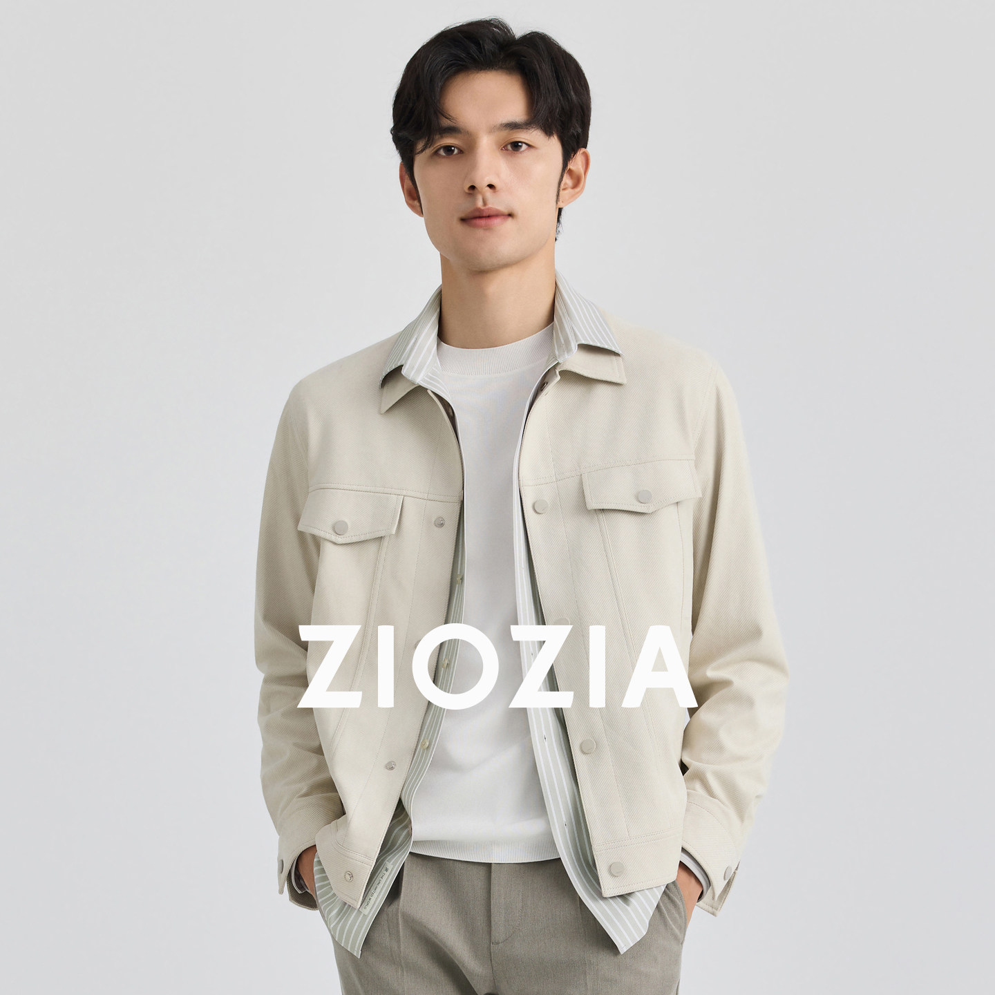 ZIOZIA通勤男装麂皮绒工装夹克图片