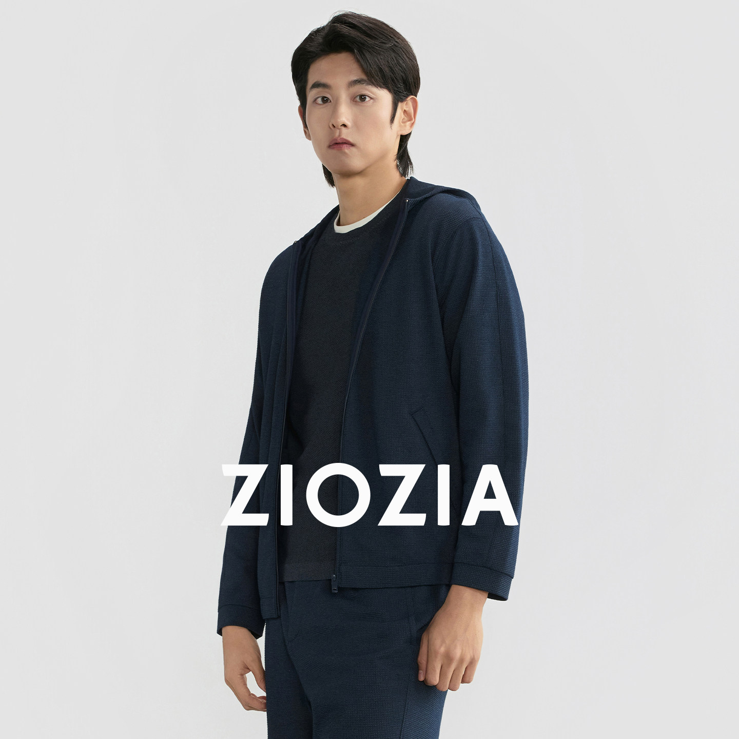 【华夫格】ZIOZIA通勤男装26春夏格纹微皱肌理透气连帽衫卫衣开衫