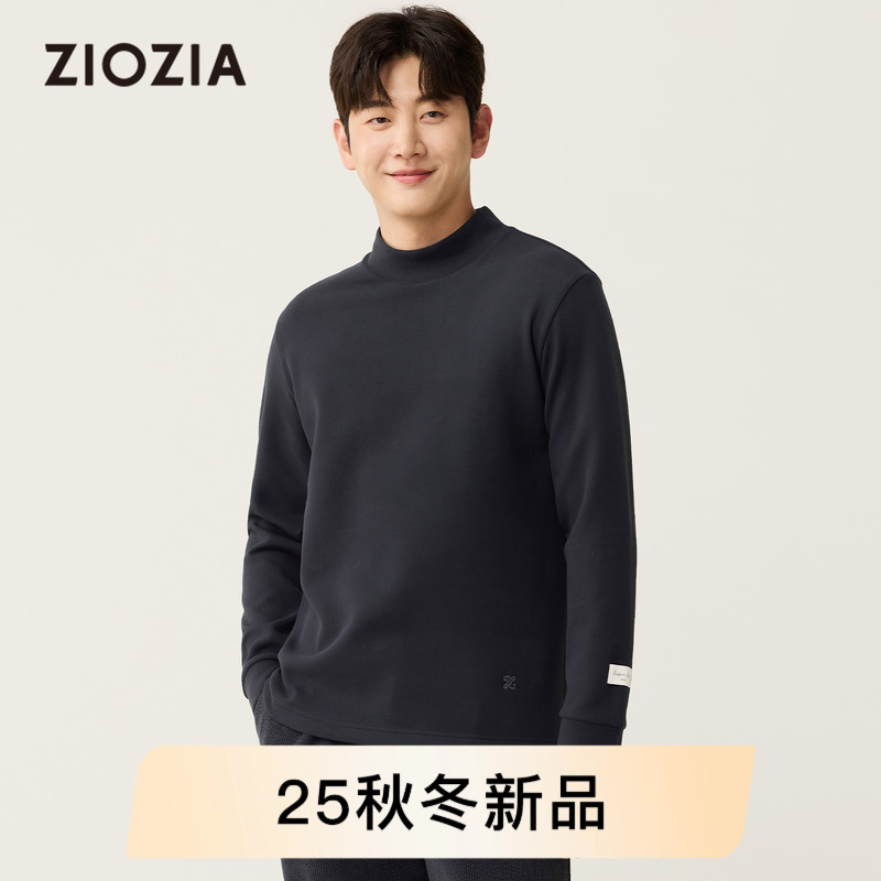 【易打理】ZIOZIA通勤男装25秋磨毛中青年半高领长袖T恤ZYEE3205F