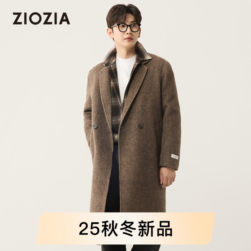 【纯羊毛】ZIOZIA通勤男装25冬中长款微阔毛呢大衣保暖透气外套