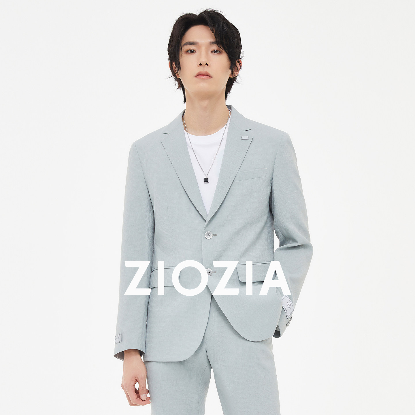 ZIOZIA男装春款浅绿色面料常规版型西装外套ZKGD1222X