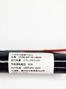 可充电锂离子电池组 适用于 实达STAR WP-70-18650 3.7V 2050mAh