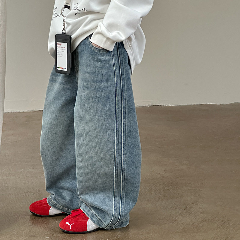 小杰家2025冬季新款男童宽松保暖牛仔裤中大童时尚拼接弯刀长裤潮,童装/婴儿装/亲子装,儿童牛仔裤,淘宝优惠券,粉丝福利购,淘宝优惠卷