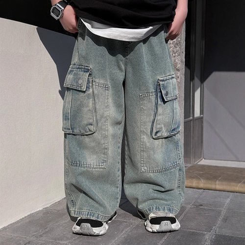 复古工装牛仔裤宽松男童长裤潮