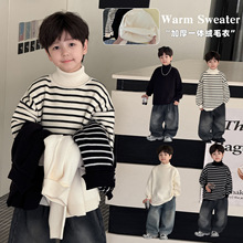 小杰家2024冬季新款男童毛衣儿童加厚一体绒保暖毛衣