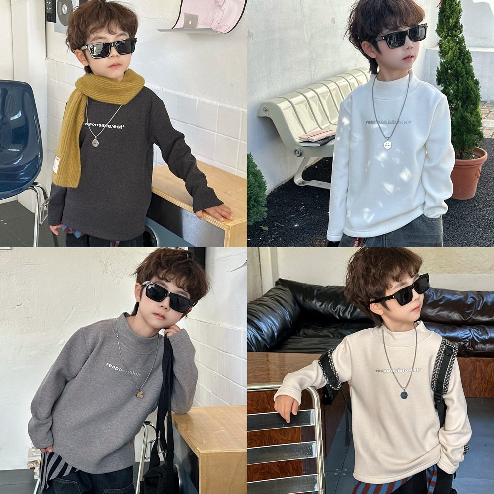 小杰家2025冬季新款儿童反光字母半高领加绒打底衫男童保暖打底衣,童装/婴儿装/亲子装,T恤,淘宝优惠券,粉丝福利购,淘宝优惠卷