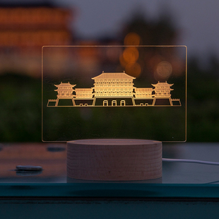 洛阳旅游纪念品小夜灯USB 应天门实木白马寺龙门石窟明堂天二里头