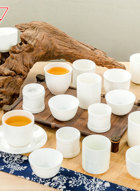 纯白色骨瓷饭店用瓷家用陶瓷单个酒杯小茶杯水杯子酒店摆台茶水杯