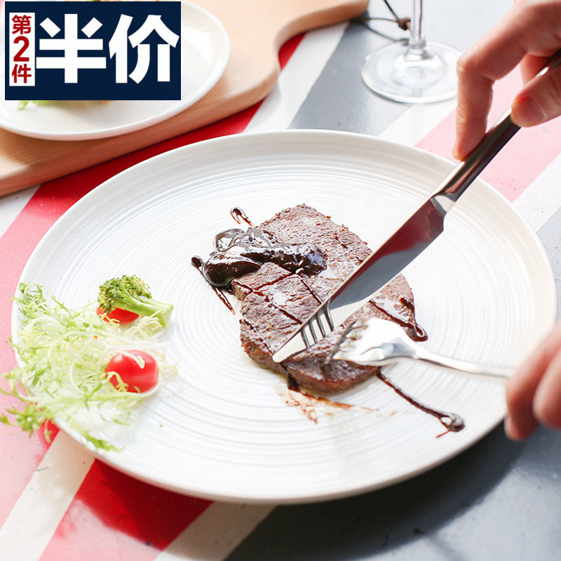 White bone porcelain shallow domestic ceramic steak plate