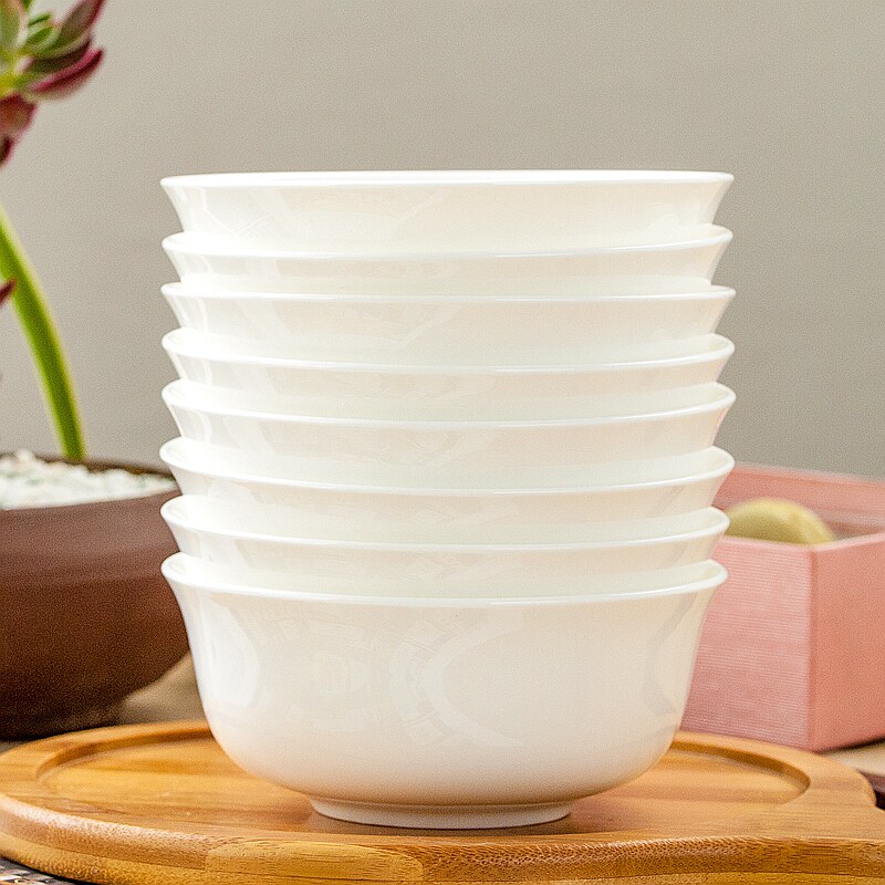 Zining Tangshan pure white bone china household ceramic rice bowl