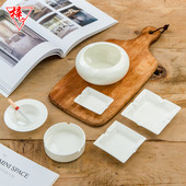纯白骨瓷陶瓷器酒店用办公室会所餐厅大号烟灰缸小烟碟小烟缸创意