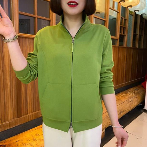 减龄长袖上衣简约的拉链开衫外套