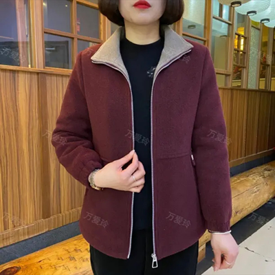 大码洋气好看保暖加绒毛呢外套