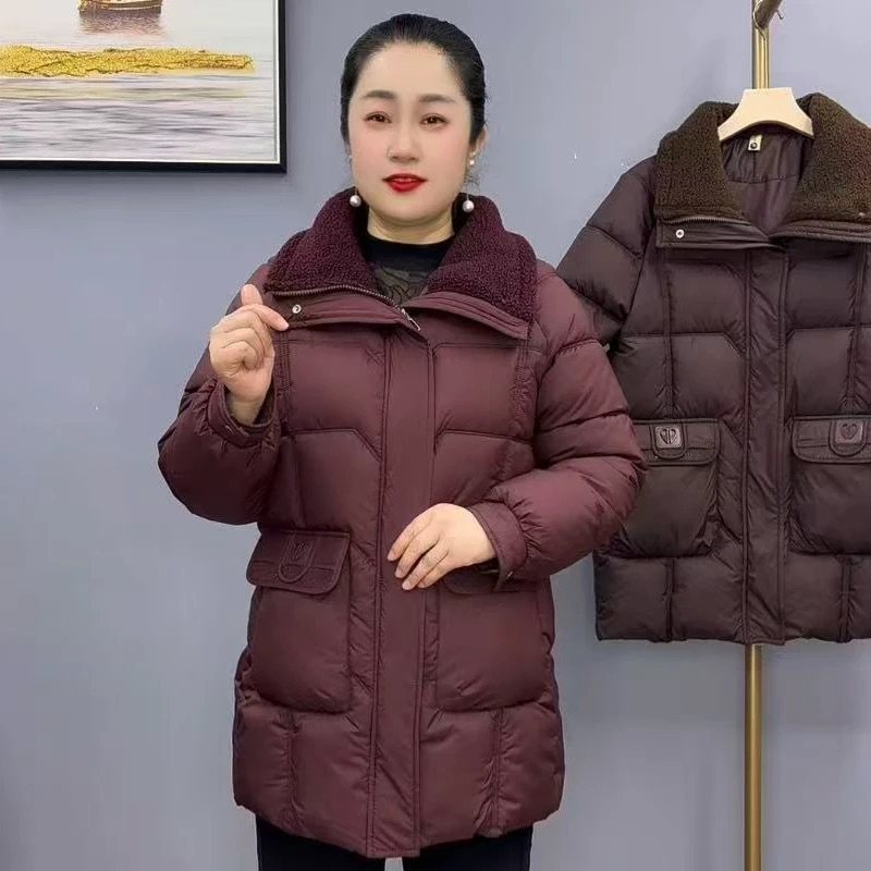 中年妈妈冬装外套羽绒棉服2026新款洋气棉袄中老年女装中长款棉衣