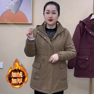 妈妈冬装派克服外套中长款中老年棉衣女秋冬大码中年加厚加绒棉服
