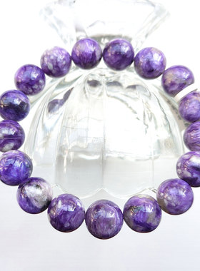 天然紫龙晶手链俄料查罗石紫色王子石原石串珠单圈手串男女