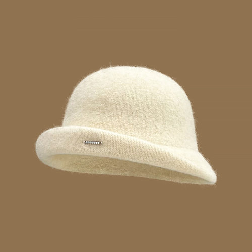 法式赫本风帽子羊毛卷边小礼帽显