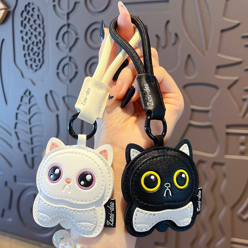 创意PU皮革猫咪钥匙扣公仔挂件情侣汽车钥匙链包包玩偶小挂饰批发