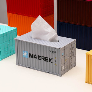支持图文logo定制集装箱模型纸巾盒拼装货柜抽纸盒商务礼品展示盒