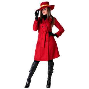 Cosplay豪华万圣节舞台表演成人女红色黄色侦探便衣保镖风衣服