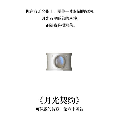 南风歌可佩戴的诗歌《月光契约》戒指S925银哑光石小众礼物