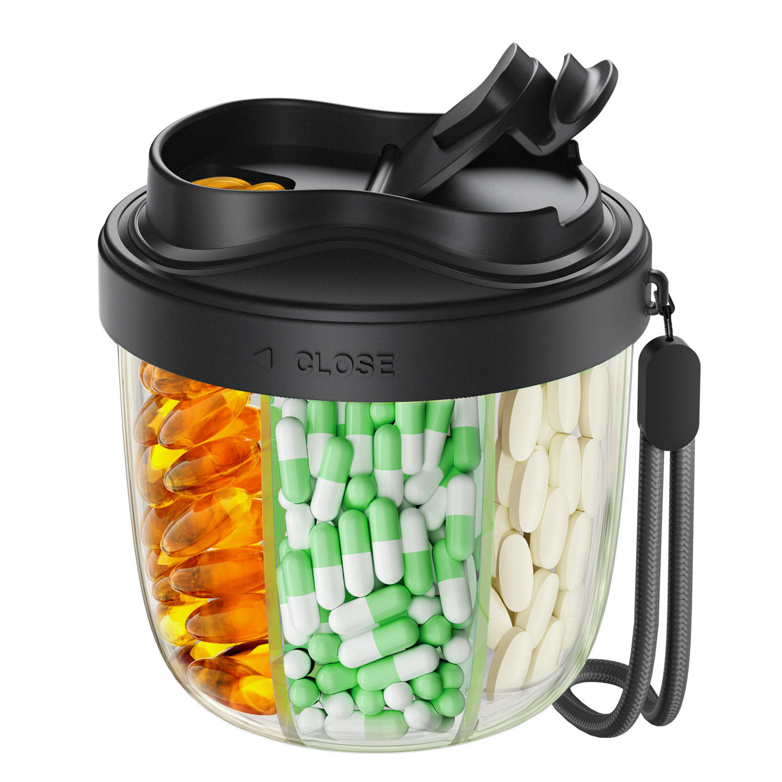 亚马逊TEMU7格小药盒式药瓶药盒药罐翻盖药瓶pill bottle