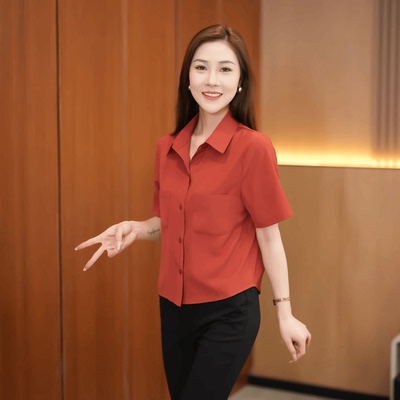 新款妈妈装夏季白短袖显瘦衬衫
