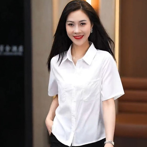 春夏短袖宽松短款衬衫女小个子