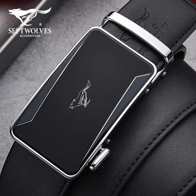 七匹狼加长皮带 男真皮大码胖子腰带自动扣肥佬150cm男士裤带牛皮