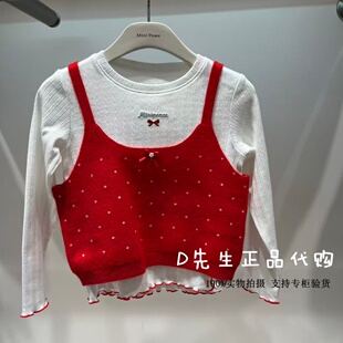 F2EFG1173 mini peace太平鸟童装2026春装新款女童线背心套装 569