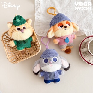 正版迪士尼疯狂动物城萌趣挂件马年毛绒公仔可爱玩偶尼克朱迪吊饰