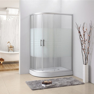 弧扇形淋浴房钢化玻璃移门隔断屏风浴室整体沐浴房带底盆简易卫浴