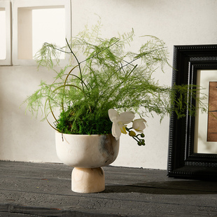 新中式 饰盒香薰民宿酒店茶室玄关禅意摆件 大理石花器香薰托盘装