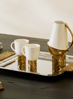 柏拉图复古镀金陶瓷水具套装摆件