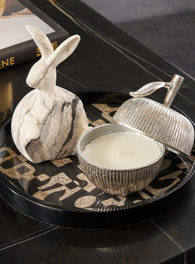 中古艺术苹果金属香薰烛台装饰罐