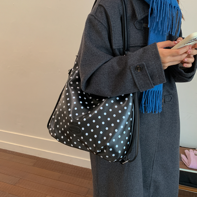 两用包包波点托特包通勤双肩包