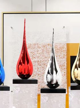 酒店大堂吊装水滴雕塑电镀挂饰商业中心样板间饰品装置玻璃钢摆件