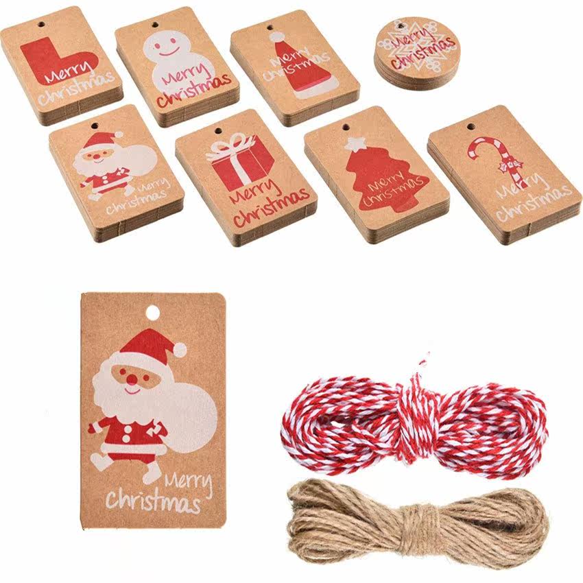 christmas tags gift paper labels圣诞节礼物品包装手写吊牌卡绳