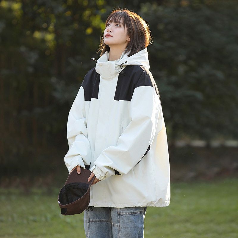 春秋户外冲锋衣三防男女学生情侣款风衣夹克休闲时尚百搭单冲外套