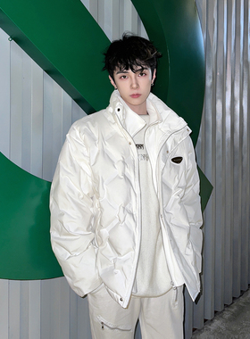 杨一帆90白鸭绒羽绒服男款秋冬装2025新款短款加厚保暖外套黑色女