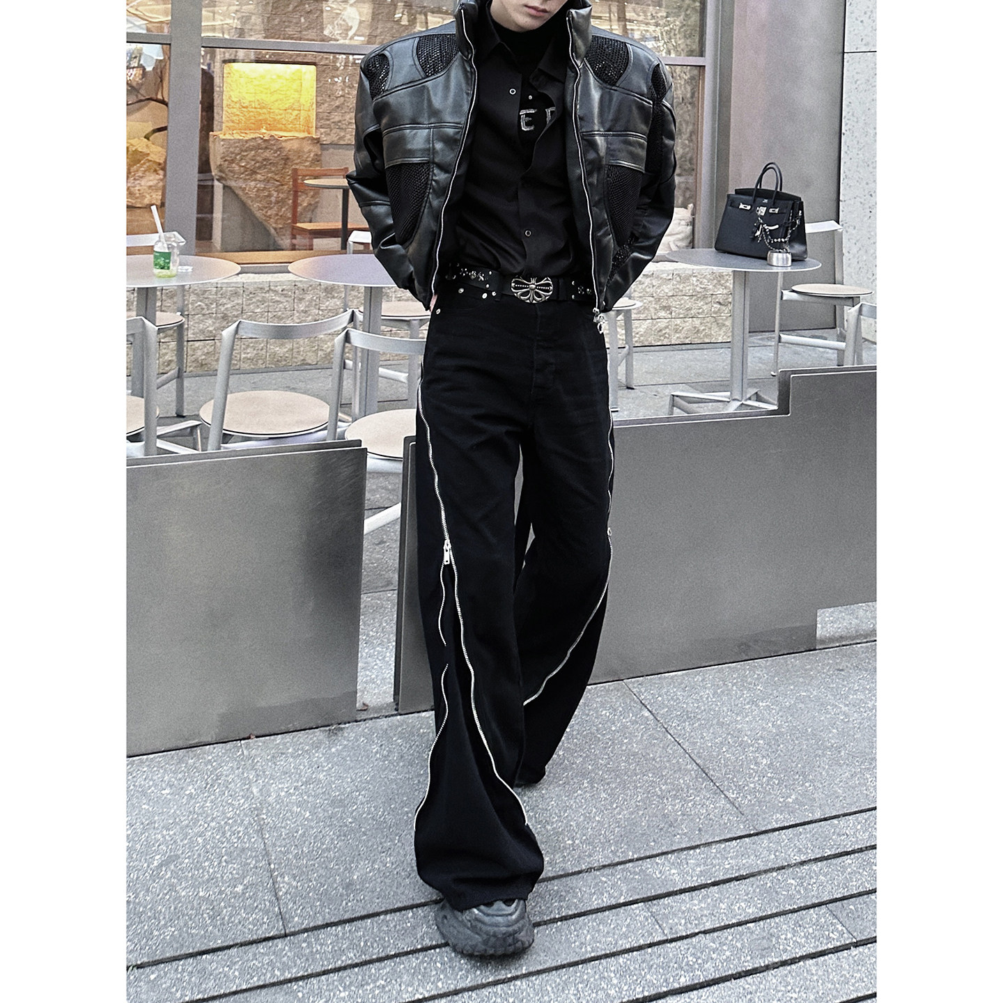 杨一帆潮牌休闲裤男款2025冬季新款韩版宽松百搭设计款喇叭裤长裤,男装,牛仔裤,淘宝优惠券,粉丝福利购,淘宝优惠卷