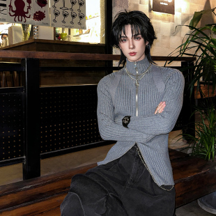 时尚 新款 百搭慵懒风宽松针织线衣 秋冬季 杨一帆潮牌毛衣外套男款