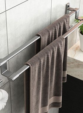 可定制孔距55厘米孔距浴室枪灰毛巾杆单双杆总长65cm70cm75cm80cm