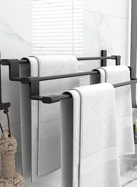 浴室毛巾架黑色毛巾杆三杆一体长25cm30cm35cm45cm55cm65cm75cm