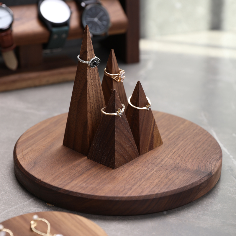 胡桃实木展示珠宝道具收纳架