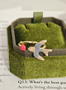 新年红色木棉花珐琅滴釉开口戒